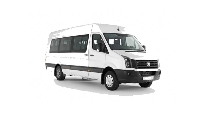 White minibus with driver for groups in Morocco