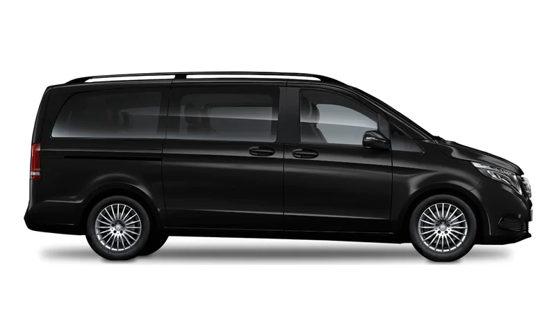 Black Mercedes minivan with a private driver in Morocco